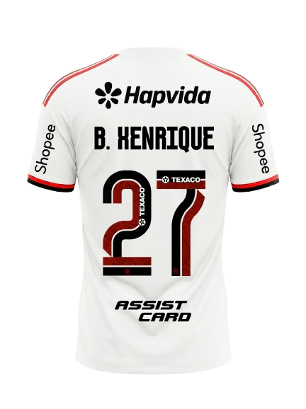 Camisa Flamengo Jogo 1 Branco Adidas 2026 – Com Kit Patrocínio – B. Henrique 27