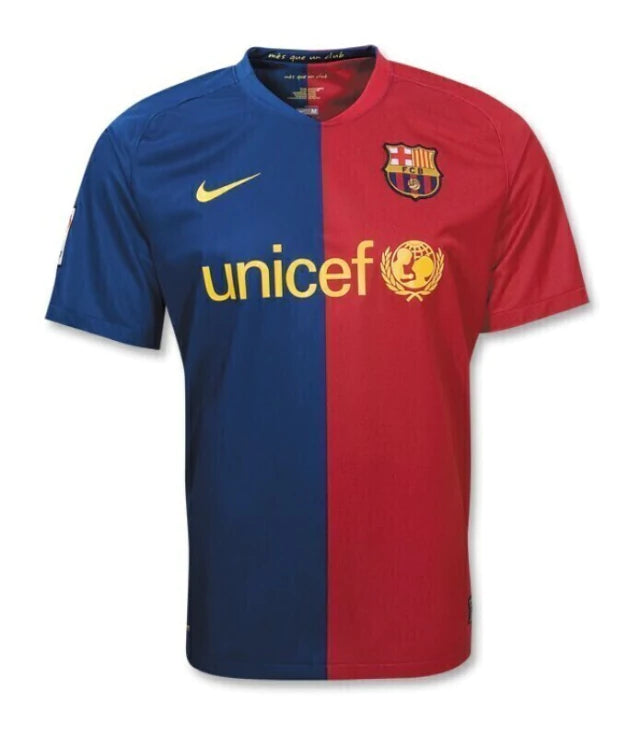 Camisa Retro Barcelona 08/09 Azul e Grená Home